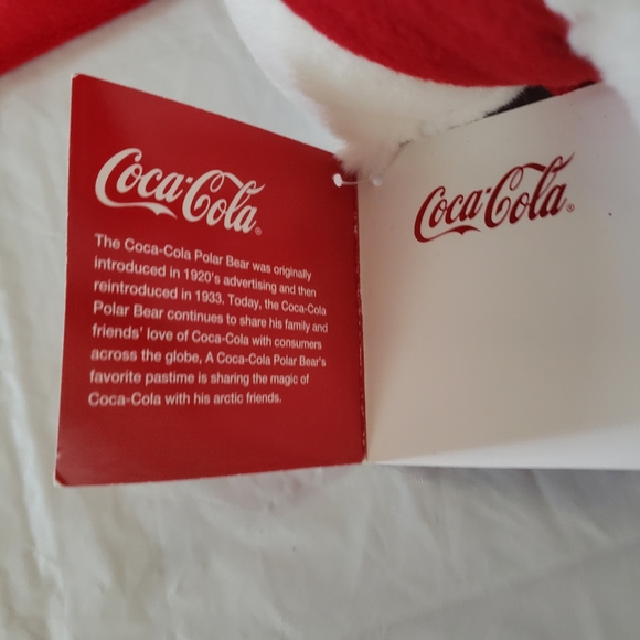 NWT 2013 Coca Cola Coke White Plush Polar Bear Scarf 7" Toy Stuffed Animal Sit - Picture 5 of 13